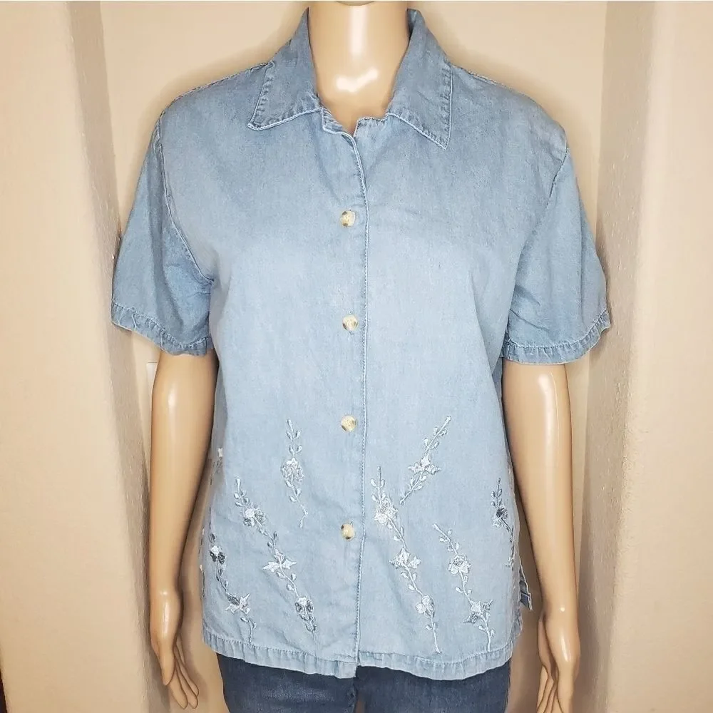 Vintage soft touch Embroidered Denim Shirt - Picture 3 of 8